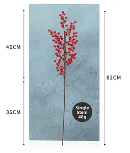 Detailed size chart for red artificial berry branch showing 82cm height and dimensions