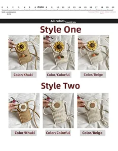 Detailed size comparison of handwoven floral crossbody bags with cotton rope texture