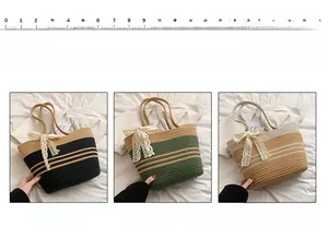 Comparaison détaillée des sacs de plage en noir, vert et kaki avec des nœuds en dentelle