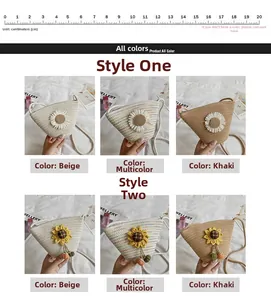 Detail of straw bucket bags featuring handmade 3D daisy and sunflower floral decorations