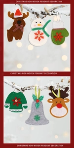 Detailed view of handmade Christmas non-woven fabric pendants with various festive patterns