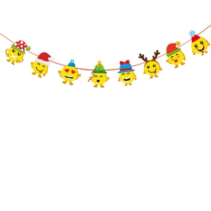 Kerstbanner met emoji-personages met kerstmutsen en een gewei van een rendier decor