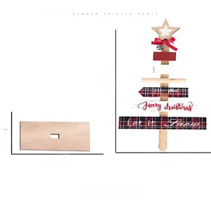 Detailed dimensions of a wooden DIY Christmas tree decor with Merry Christmas text
