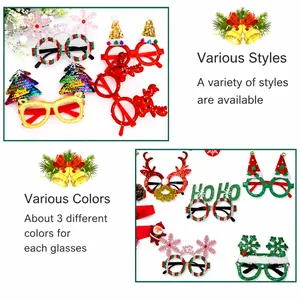 Variété de lunettes de Noël festives avec motifs de renne, sapin et flocons de neige