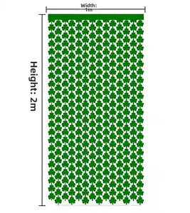 Green shamrock fringe curtain for Saint Patrick's Day party backdrop, 1m wide by 2m high