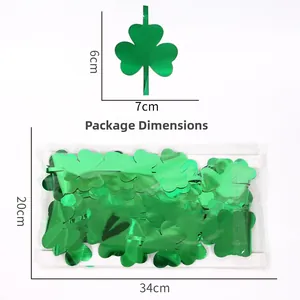 Detail view of 6x7cm green foil shamrock curtains for St. Patrick's Day party decorations