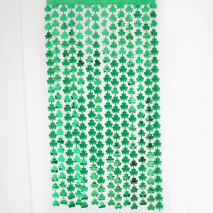 Green shamrock foil fringe curtain backdrop for Saint Patrick's Day party decorations