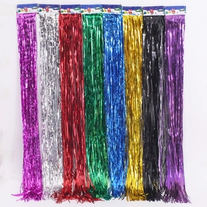 Rideaux à franges métalliques en 8 couleurs pour décorations murales de fête festive