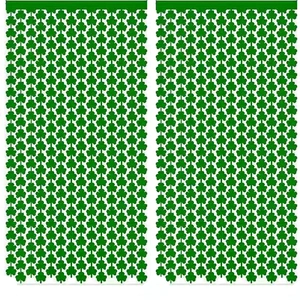 Green shamrock foil curtain for St. Patrick's Day door and wall party decorations