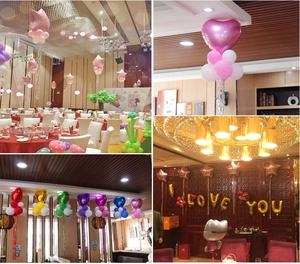 Ballons de fête variés incluant des cœurs, des étoiles et des lettres LOVE YOU décoratifs