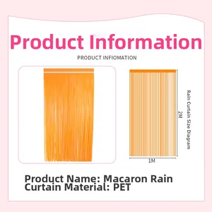Detail view of macaron colored PET foil curtain showing 1x2 meter dimensions and texture