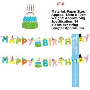 Λεπτομέρεια από πολύχρωμα κομμάτια πανό Happy Birthday με διαστάσεις 12cm επί 19cm