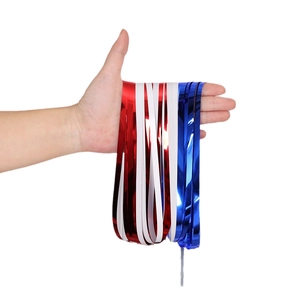 Independence Day red white and blue foil fringe curtain for party backdrop decoration