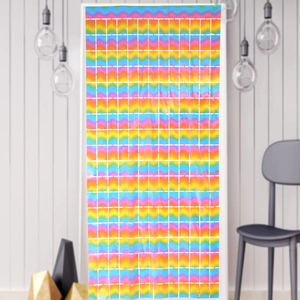 Rainbow gradient square sequin fringe curtain for festive party wall background decor