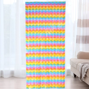 Rainbow laser macaron square fringe curtain 1m x 2m for birthday party backdrop decoration