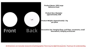Detailed view of 3cm white round adhesive ceiling hooks for festive hanging decorations