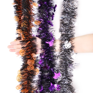 Halloween tinsel garlands with pumpkin bat and ghost sequins for party decorations
