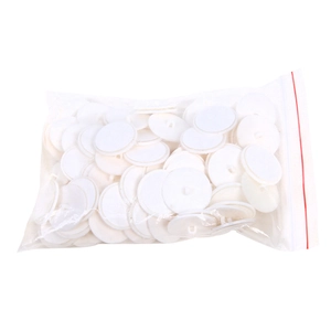 Bulk pack of white circular plastic adhesive ceiling hooks for festive decorations