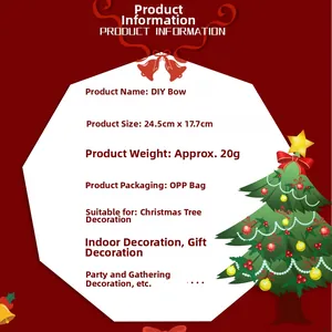 Christmas plaid bow decoration dimensions showing 24.5cm by 17.7cm for holiday tree decor