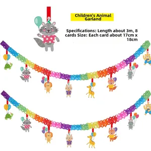 Detailed view of colorful cartoon animal paper banners showing Fox and Lion card dimensions
