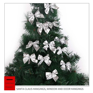 Silver shiny Christmas tree bows set for festive party decoration and holiday ornament