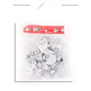 Detailed view of silver glitter mini bows for Christmas tree decoration with 15x21cm size
