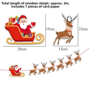 Christmas reindeer and sleigh banner details with dimensions of 28x19cm and 3m total length
