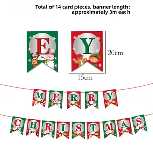 Detail of 3-meter Merry Christmas banner with 14 paper flags showing dimensions