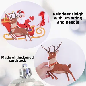 Detail of DIY Christmas reindeer sleigh banner with 3m string and thickened cardboard