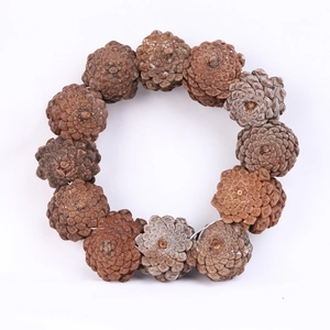 Natural pine cone wreath for Christmas party decoration and rustic holiday wall hanging