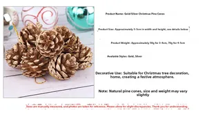 Macro shot of 3-5cm gold and silver pine cones for Christmas tree decoration