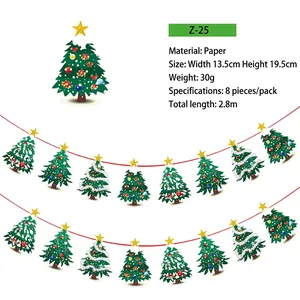 Détail de banderole de Noël en papier de 2,8m avec 8 pièces et dimensions pour décoration