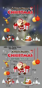 Detailed sheet of Christmas static window stickers with Santa and snowman 70x50cm