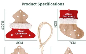 Spécifications de taille pour les ornements de Noël en bois et chaussettes avec fourrure