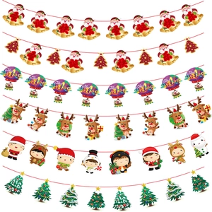 Kit de décoration de Noël avec bannières en papier de Père Noël, rennes et bonhommes
