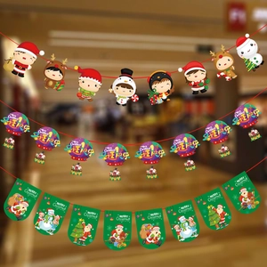 Kit de bannières de Noël avec Père Noël cartoon, élan et drapeaux Merry Christmas