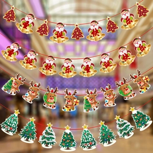 Guirlande de Noël en papier avec Père Noël, renne et sapins pour décoration de fête festive