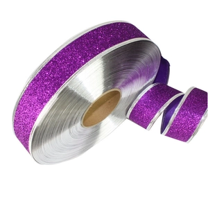 Ruban de Noël pailleté violet de 10 mètres avec bordure argentée pour sapin