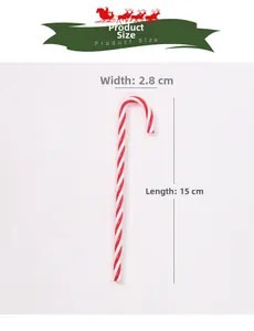 Detailed view of red and white Christmas candy cane hanging ornament measuring 15cm