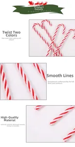 Detailed macro view of red and white spiral candy cane ornaments with smooth glossy finish