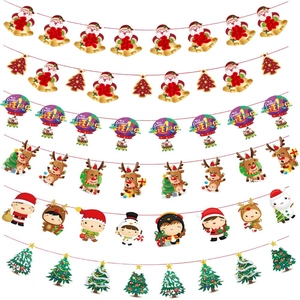 Banderoles de Noël en papier avec Père Noël renne et bonhomme de neige pour décor