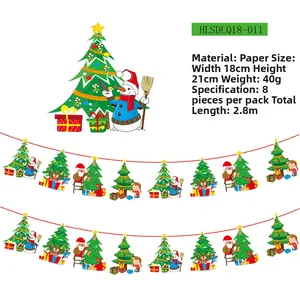Detailed specs for Christmas paper banner including 2.8m length and 18x21cm card dimensions