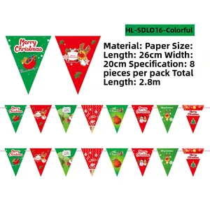 Detail of Christmas paper banners with Santa patterns, 26x20cm size and 2.8m total length