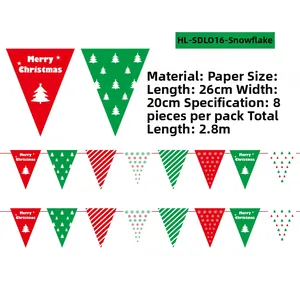 Christmas paper bunting banner featuring festive red and green triangles for party decor