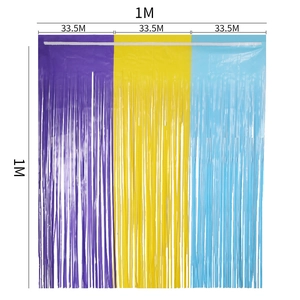 Macro shot of 1x1M tricolor macaron party tinsel curtain with size markings
