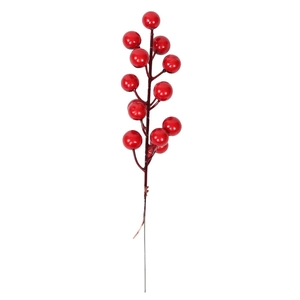 Artificial red berry stems with 14 glossy berries for Christmas party and home decoration