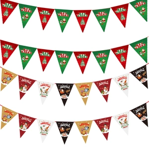 Christmas bunting banners with Santa and reindeer designs for festive party wall decoration