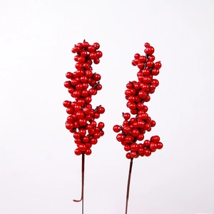 Artificial red berry stems for Christmas home decor and DIY festive floral arrangements