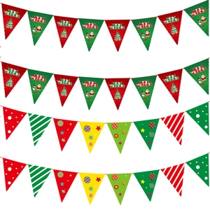 Christmas paper bunting banner set with Merry Christmas patterns and colorful flags