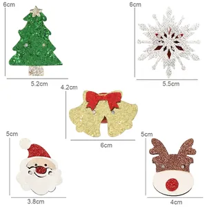 Guide des tailles pour lot de 5 broches de Noël pailletées avec Père Noël et cerf